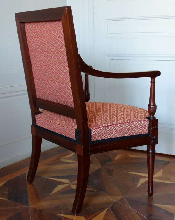 Georges Jacob : fauteuil de bureau en acajou d'époque Directoire - estampillé - couverture crin