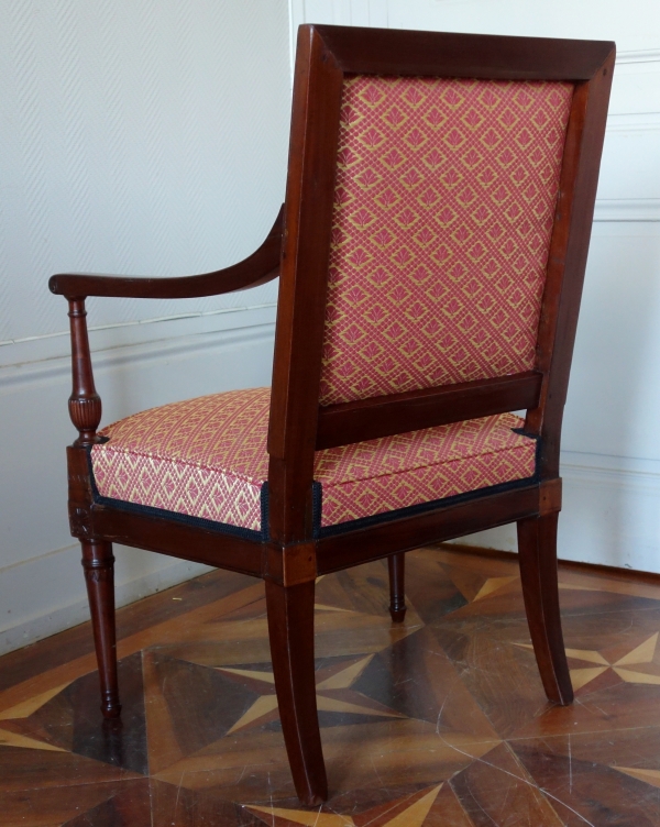 Georges Jacob : fauteuil de bureau en acajou d'époque Directoire - estampillé - couverture crin