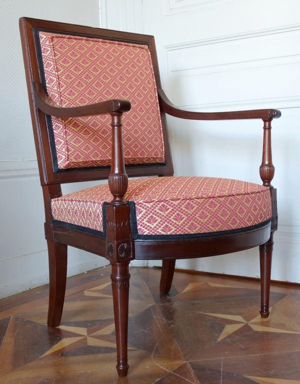 Georges Jacob : fauteuil de bureau en acajou d'époque Directoire - estampillé - couverture crin