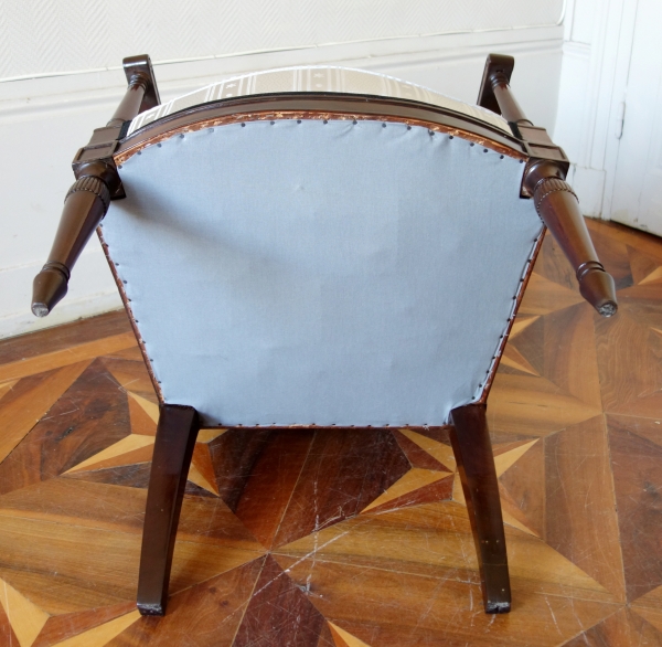 Fauteuil de bureau d'époque Directoire en acajou, laiton et ébène attribué à Georges Jacob