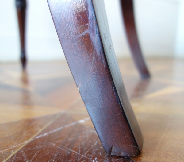 Fauteuil de bureau d'époque Directoire en acajou, laiton et ébène attribué à Georges Jacob