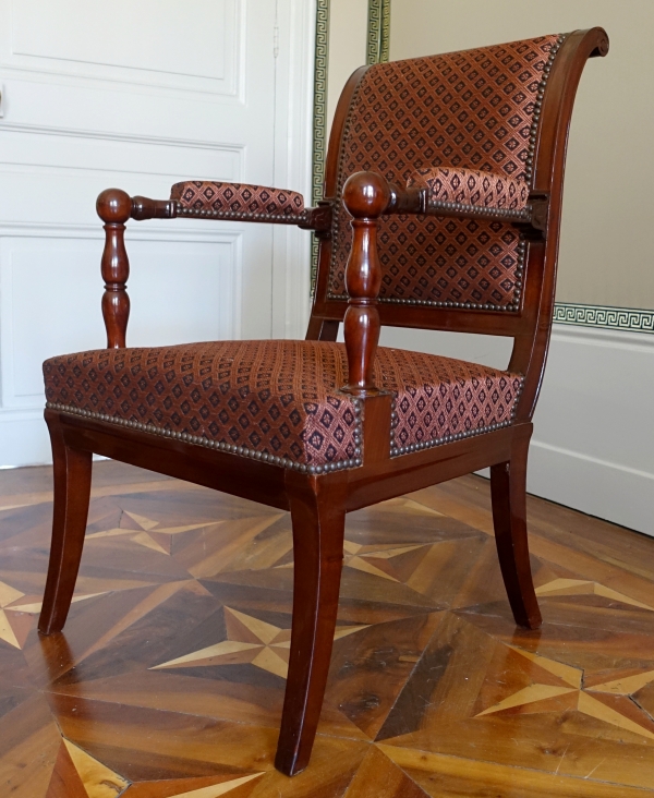 Jacob Desmalter : fauteuil de bureau d'époque Empire en acajou - estampillé