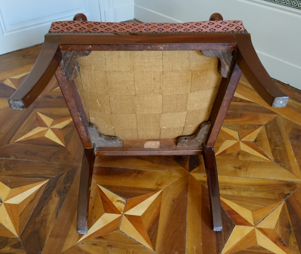 Jacob Desmalter : fauteuil de bureau d'époque Empire en acajou - estampillé