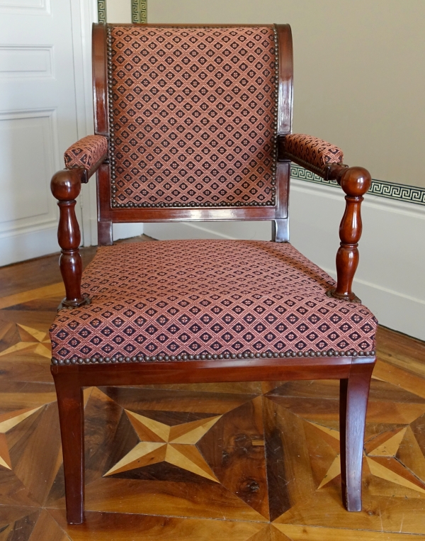 Jacob Desmalter : fauteuil de bureau d'époque Empire en acajou - estampillé