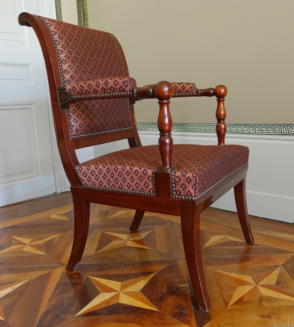 Jacob Desmalter : fauteuil de bureau d'époque Empire en acajou - estampillé