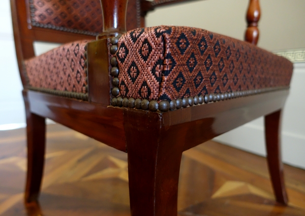 Jacob Desmalter : fauteuil de bureau d'époque Empire en acajou - estampillé