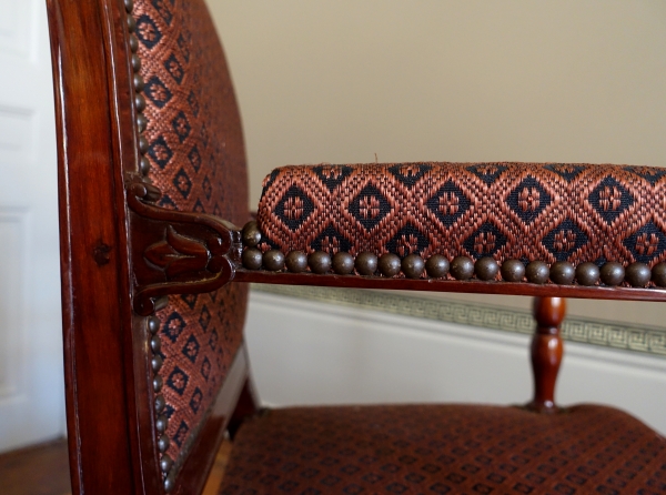 Jacob Desmalter : fauteuil de bureau d'époque Empire en acajou - estampillé