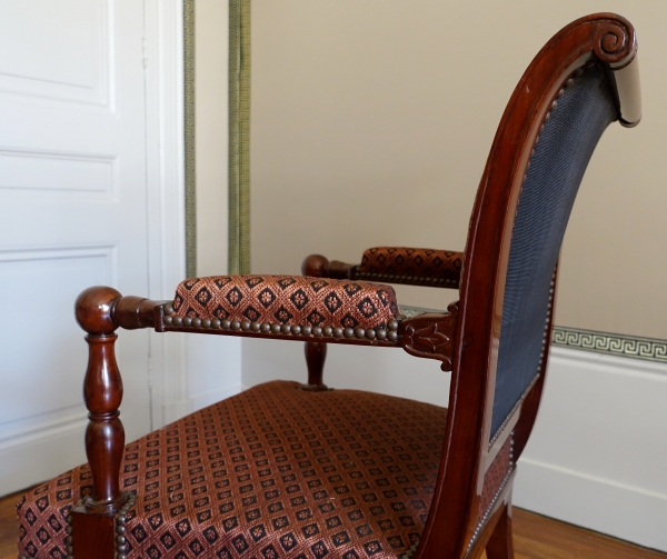 Jacob Desmalter : fauteuil de bureau d'époque Empire en acajou - estampillé