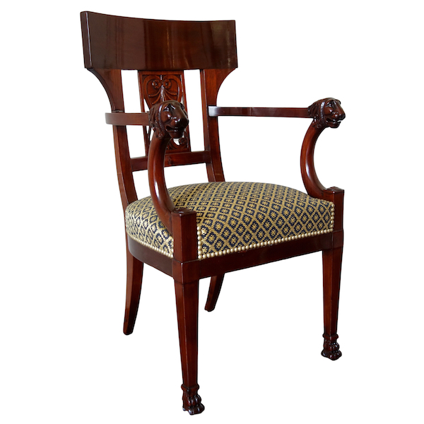 Mahogany desk armchair, Consulate period, attributed to JB Demay circa 1800