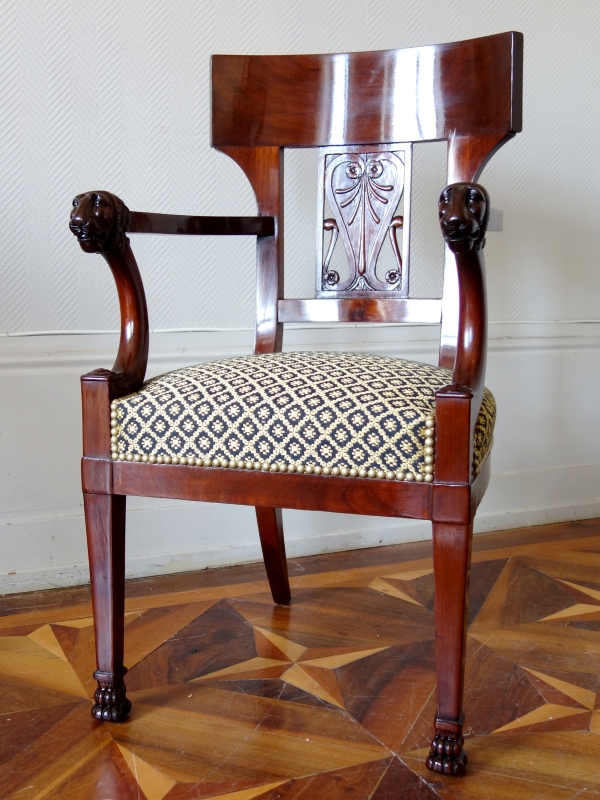 Mahogany desk armchair, Consulate period, attributed to JB Demay circa 1800