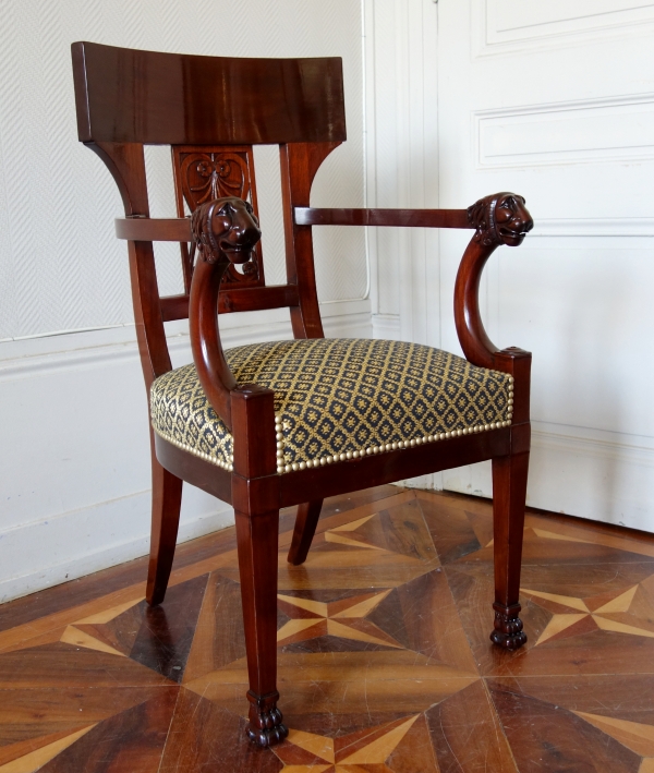 Mahogany desk armchair, Consulate period, attributed to JB Demay circa 1800