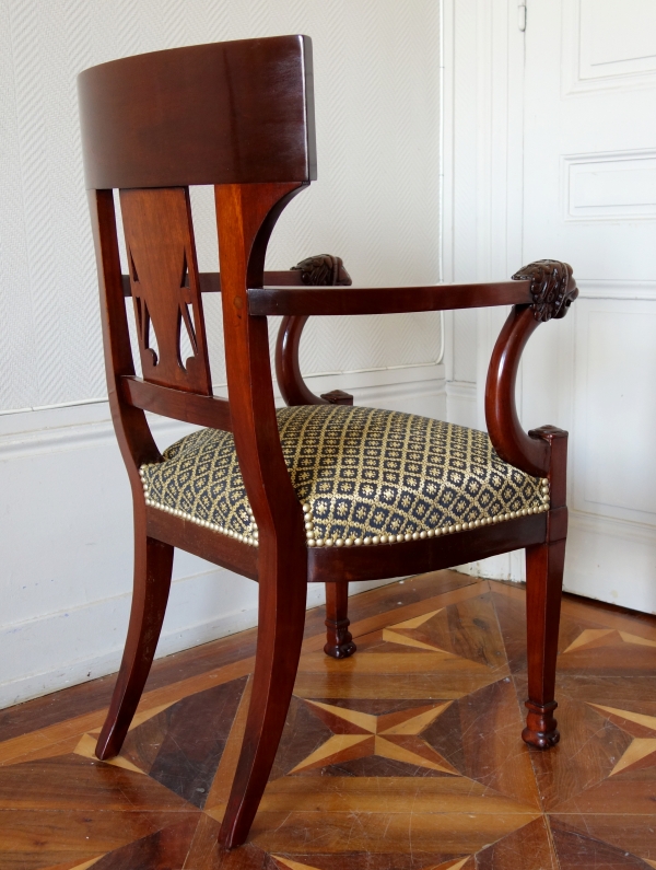 Mahogany desk armchair, Consulate period, attributed to JB Demay circa 1800