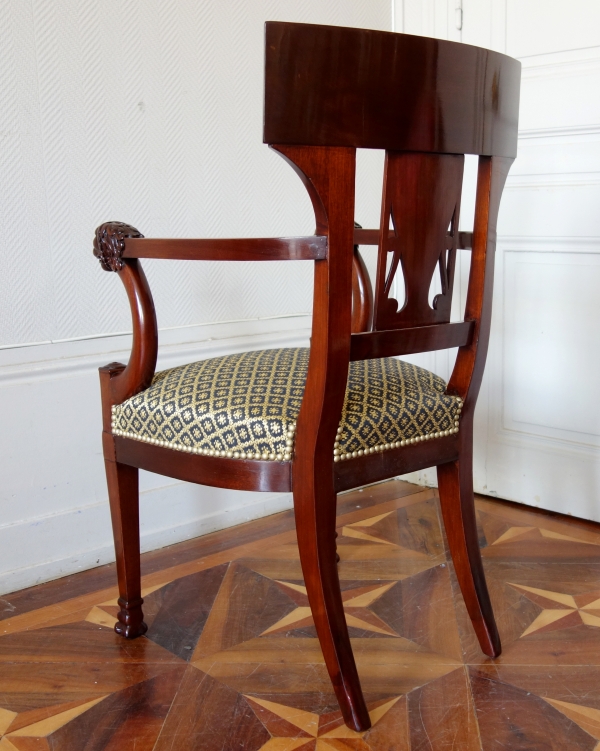 Mahogany desk armchair, Consulate period, attributed to JB Demay circa 1800