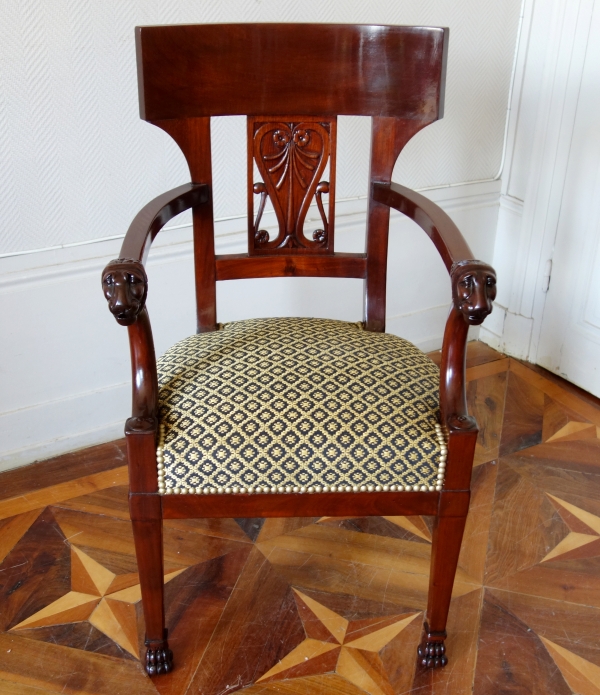 Mahogany desk armchair, Consulate period, attributed to JB Demay circa 1800