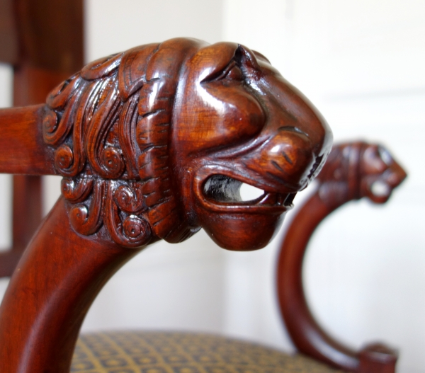 Mahogany desk armchair, Consulate period, attributed to JB Demay circa 1800