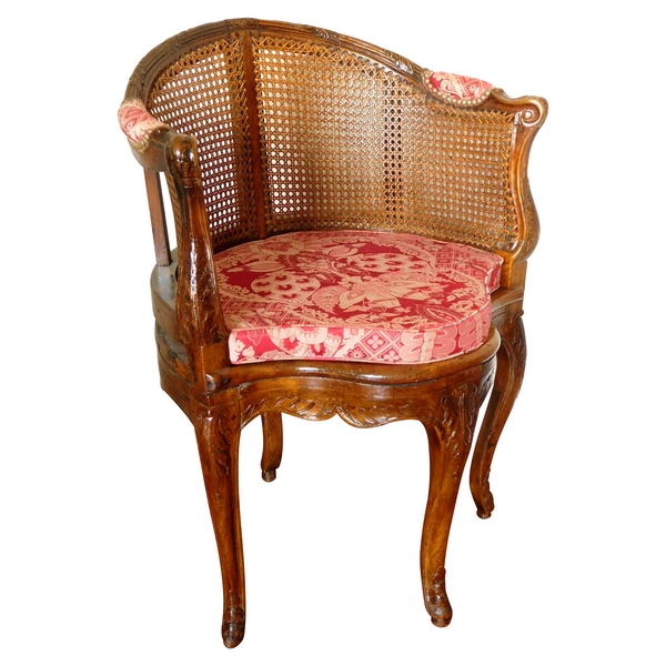 Fauteuil de cabinet / fauteuil de bureau en noyer d'époque Régence