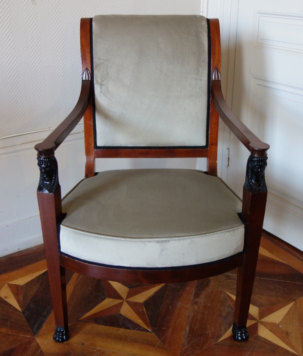 Fauteuil de bureau d'époque Consulat Retour d'Egypte en acajou - vers1800