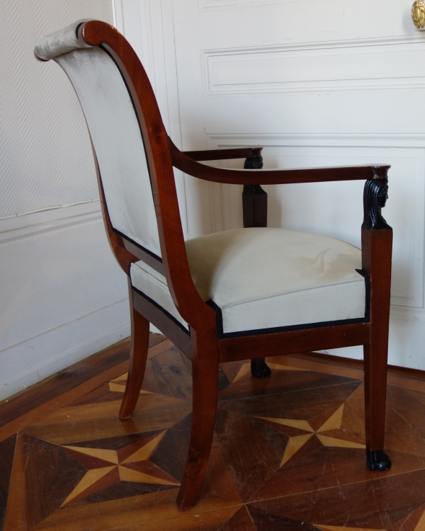 Fauteuil de bureau d'époque Consulat Retour d'Egypte en acajou - vers1800