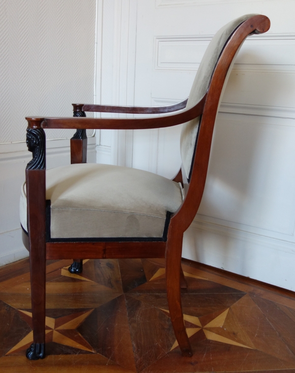 Fauteuil de bureau d'époque Consulat Retour d'Egypte en acajou - vers1800