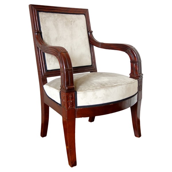 Empire mahogany working armchair, early 19th century Parisian work