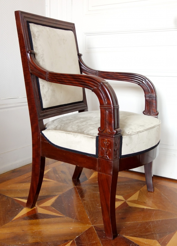 Empire mahogany working armchair, early 19th century Parisian work