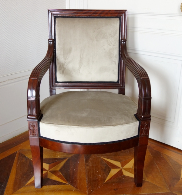 Empire mahogany working armchair, early 19th century Parisian work