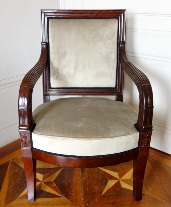 Empire mahogany working armchair, early 19th century Parisian work