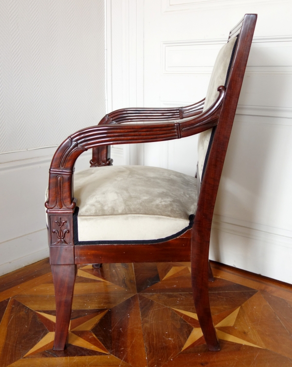 Empire mahogany working armchair, early 19th century Parisian work