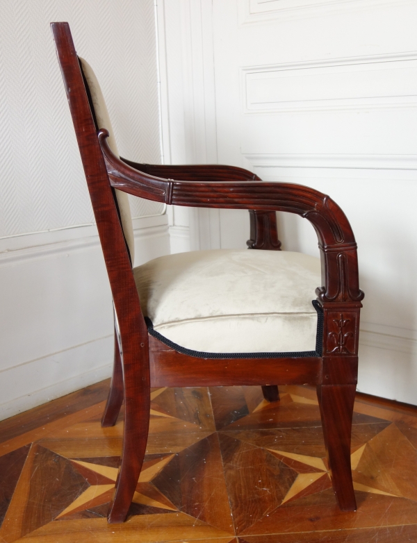 Fauteuil de bureau d'époque Empire en acajou - travail Parisien dans le goût de Bellangé