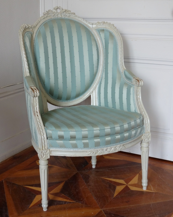 Louis XVI working armchair in the taste of Jean-Baptiste Sene, 18th century