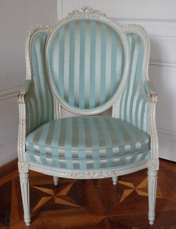 Louis XVI working armchair in the taste of Jean-Baptiste Sene, 18th century