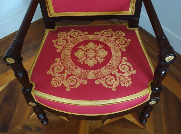Jacob Desmalter - fauteuil de bureau d'époque Empire en acajou et bronze doré