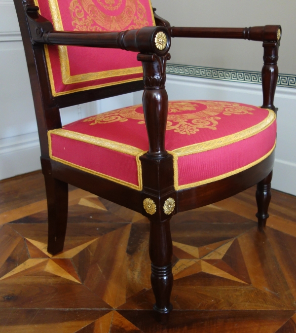 Jacob Desmalter - fauteuil de bureau d'époque Empire en acajou et bronze doré