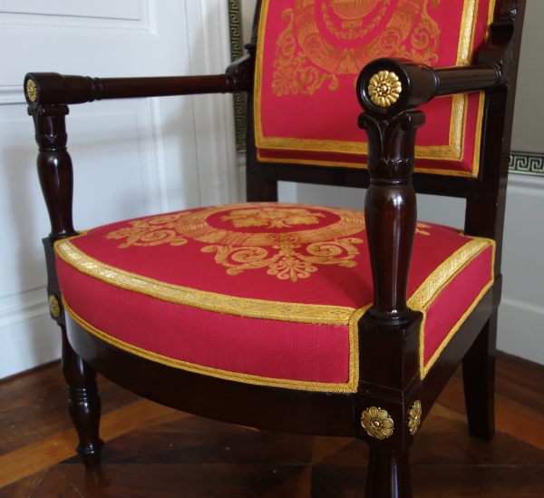 Jacob Desmalter - fauteuil de bureau d'époque Empire en acajou et bronze doré