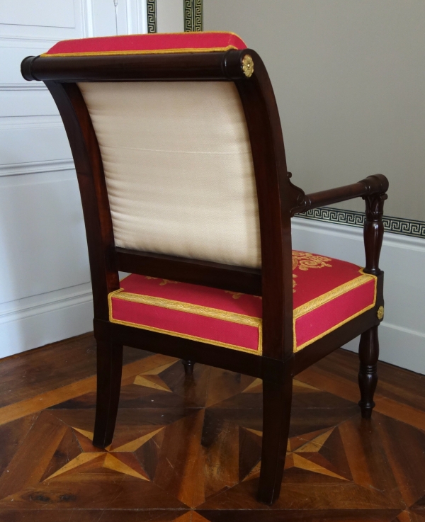 Jacob Desmalter - fauteuil de bureau d'époque Empire en acajou et bronze doré
