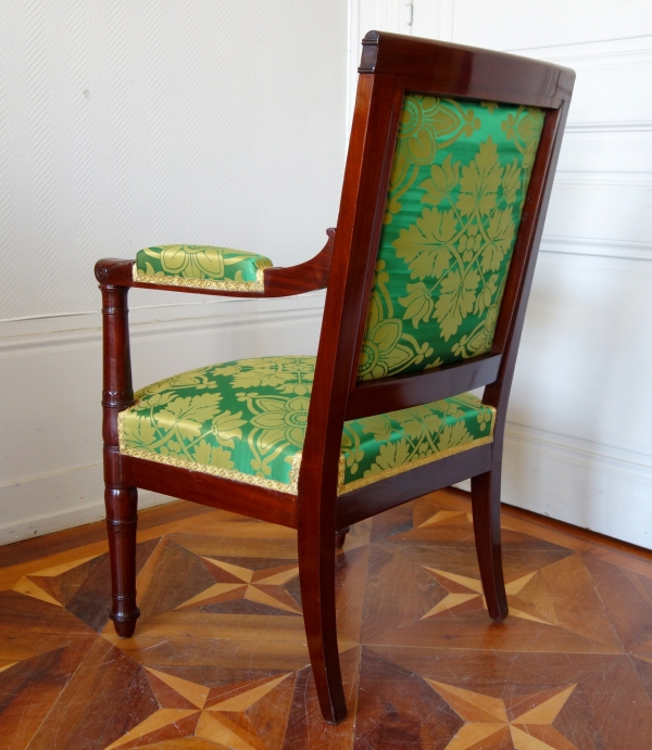 Empire mahogany desk armchair, Chateau de Pont sur Seine and Tuilerie marks - stamped Fremancour