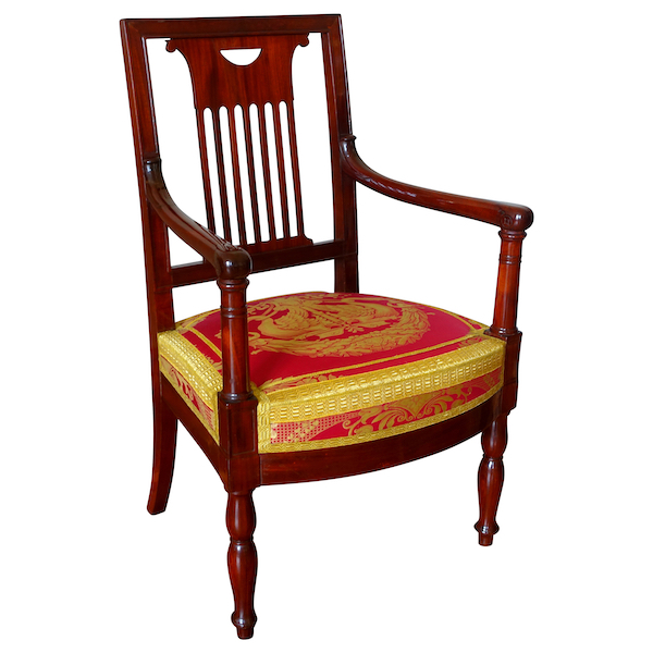 Saint Cloud Palace : Empire mahogany armchair stamped Jean Pierre Louis