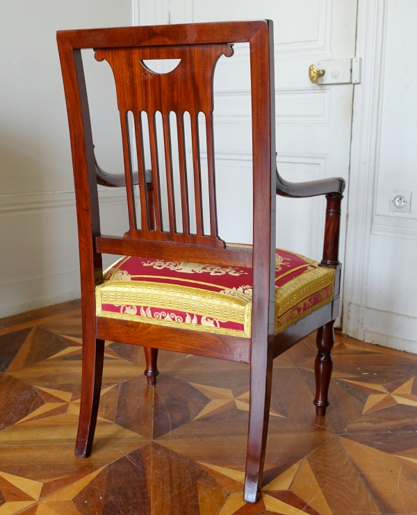 Saint Cloud Palace : Empire mahogany armchair stamped Jean Pierre Louis