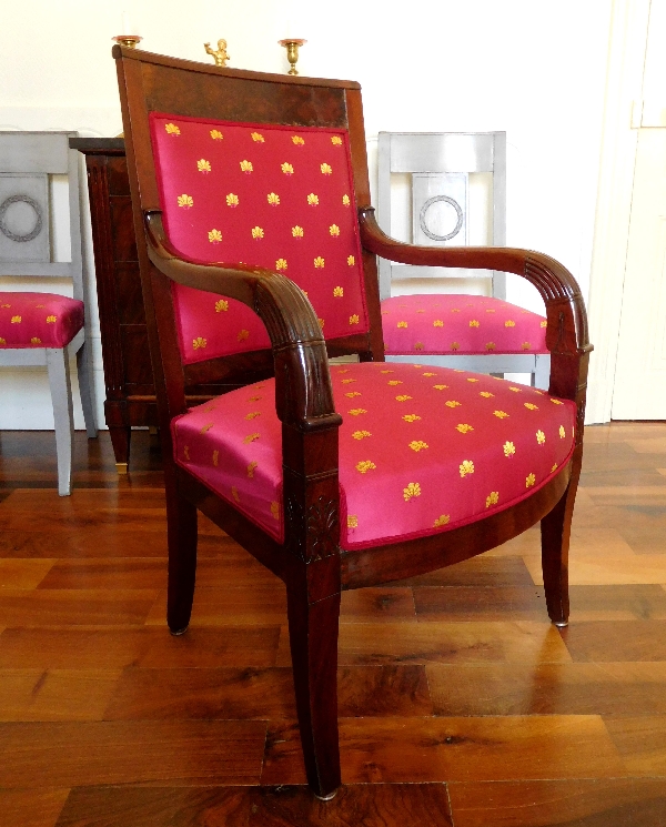 Empire mahogany armchair circa 1815, totally restored