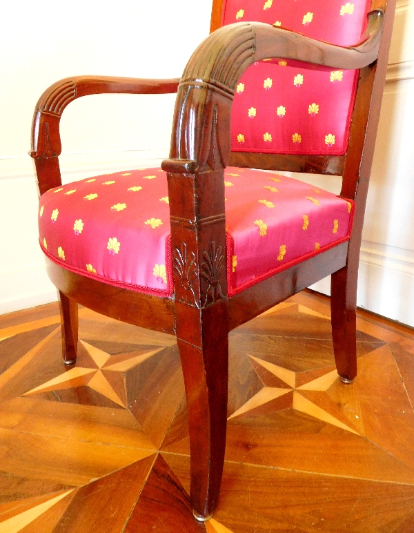 Empire mahogany armchair circa 1815, totally restored