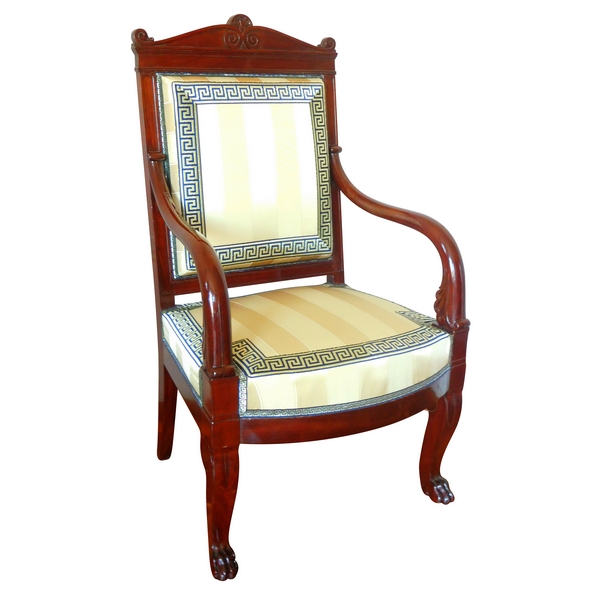 Jacob Desmalter : Empire mahogany armchair, stamped, early 19th century circa 1820