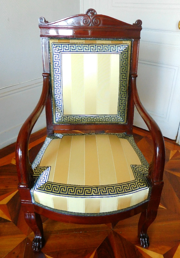 Jacob Desmalter : Empire mahogany armchair, stamped, early 19th century circa 1820