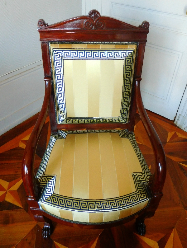Jacob Desmalter : Empire mahogany armchair, stamped, early 19th century circa 1820