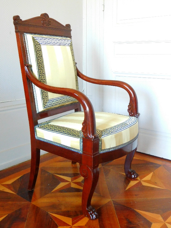 Jacob Desmalter : Empire mahogany armchair, stamped, early 19th century circa 1820