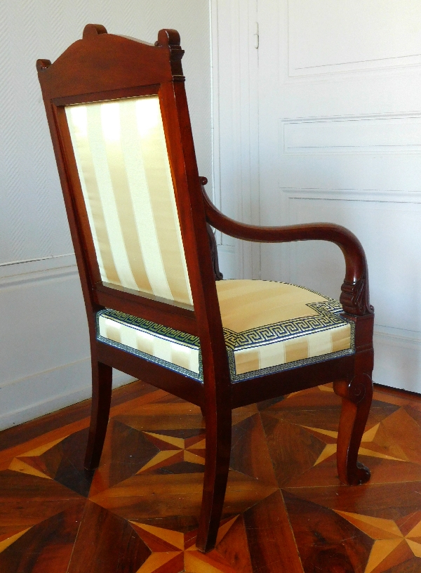 Jacob Desmalter : Empire mahogany armchair, stamped, early 19th century circa 1820