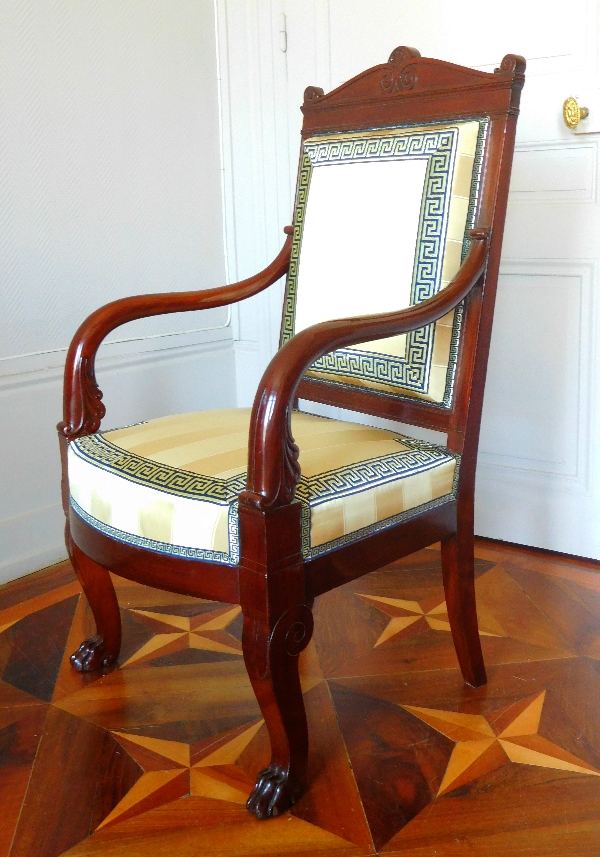 Jacob Desmalter : Empire mahogany armchair, stamped, early 19th century circa 1820