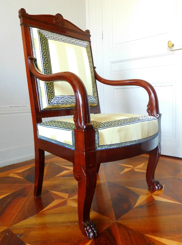Jacob Desmalter : Empire mahogany armchair, stamped, early 19th century circa 1820