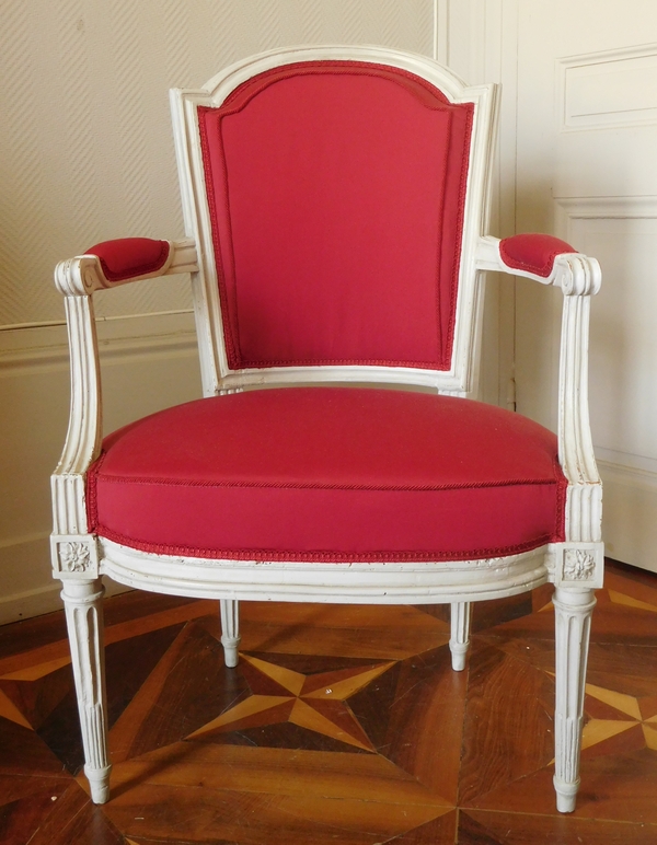 Marc Gautron : fauteuil cabriolet d'époque Louis XVI estampillé