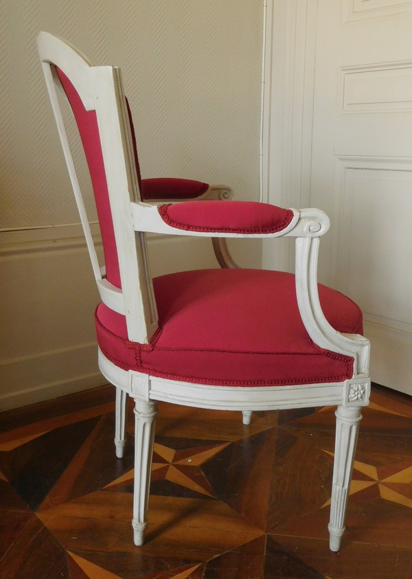 Marc Gautron : fauteuil cabriolet d'époque Louis XVI estampillé