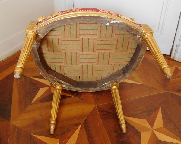Louis XVI cabriolet armchair, gold leaf gilt - stamp of Mariette